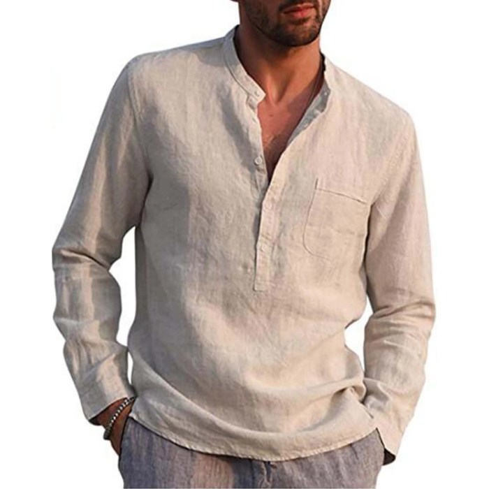 Long sleeve mens linen dress shirts