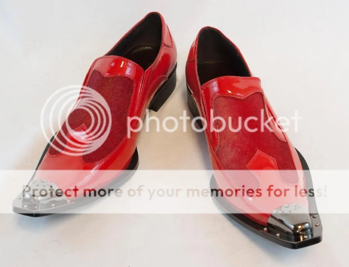 Red and black men's dress shoes