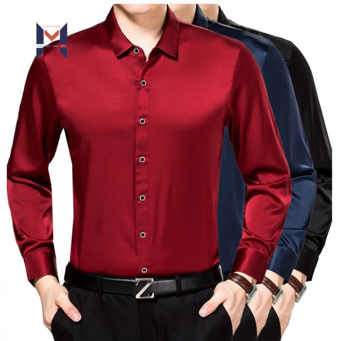 Red silk dress shirt men's