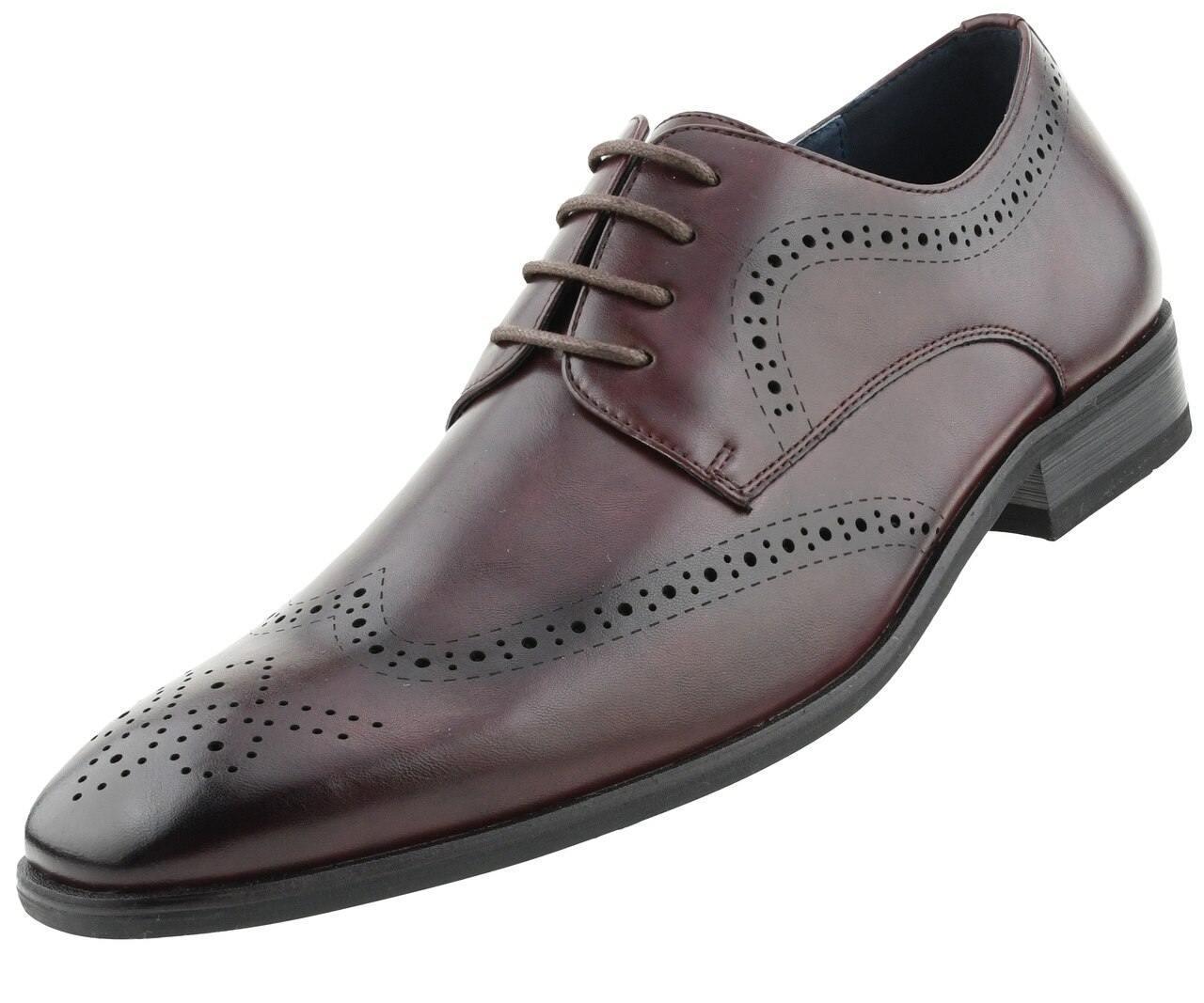 Shoes mens formal brogue imported burgundy oxford wingtip spanish leather dress sole rubber mouse zoom over